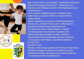 Projekt Stowarzyszenia Otwarte Serca ze wsparciem Gminy Środa Śląska