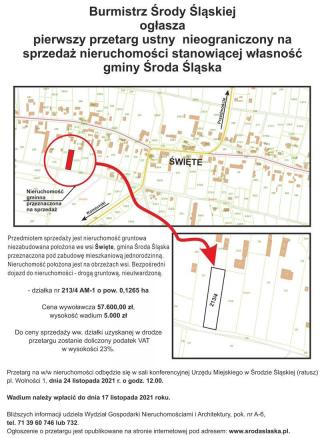 Przetarg na sprzedaż nieruchomości w miejscowości Święte