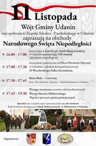 Uroczyste obchody Święta Niepodległości w Udaninie