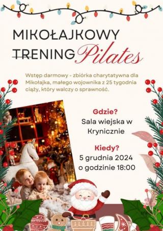 Mikołajkowy trening pilates w świetlicy wiejskiej w Krynicznie