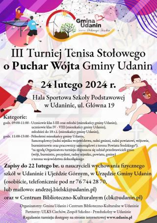 Turniej Tenisa Stołowego o Puchar Wójta Gminy Udanin