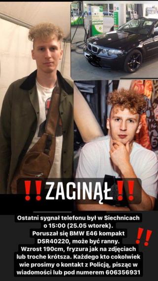 Zaginął Maciej Konopka z gminy Miękinia
