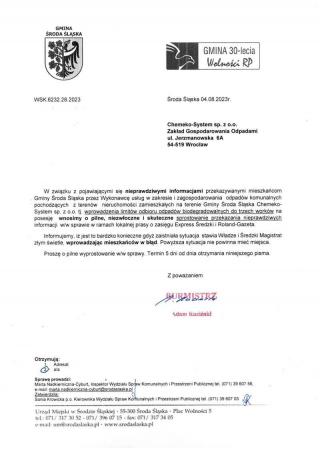 Gmina wzywa Chemeko do sprostowania nieprawdy ws. odpadów