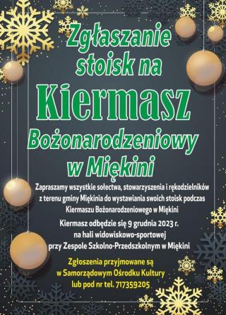 Trwa przyjmowanie zgłoszeń stoisk na Kiermasze Bożonarodzeniowe w Miękini, Lutyni i Wilkszynie