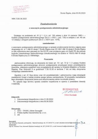 Gmina wszczęła postępowanie wobec firmy GAZ-TRANS wz. z pracami na ul. Kilińskiego
