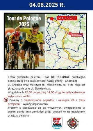 Przejazd Tour de Pologne przez Gminę Malczyce – informacja o utrudnieniach w ruchu