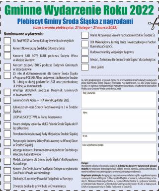 Trwa plebiscyt na Gminne Wydarzenie Roku 2022!