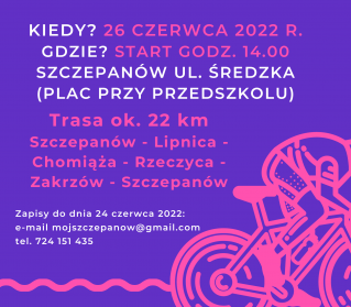 Stowarzyszenie Mój Szczepanów zaprasza na przejazd rowerowy