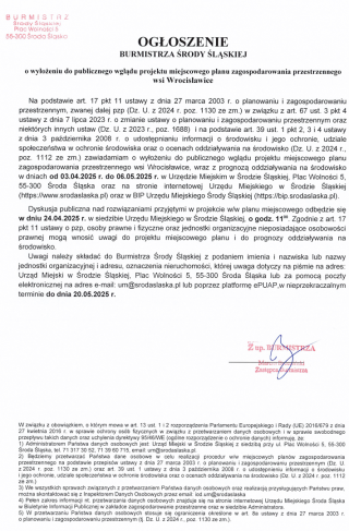 Ogłoszenie Burmistrza Środy Śląskiej