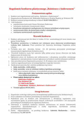 Baśniowo z Andersenem - konkurs średzkiej biblioteki
