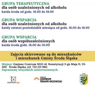 Bezpłatne zajęcia grupowe dla osób uzależnionych i współuzależnionych