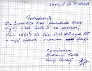 Mieszkaniec Środy Śląskiej dziękuje