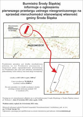 Przetarg na sprzedaż działki niezabudowanej w Przedmościu