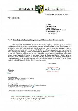 Interwencja Gminy ws. dewastacji zabytku na ul. Mleczarskiej
