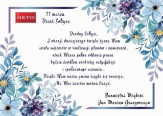Wszystkiego najlepszego z okazji Dnia Sołtysa życzy Burmistrz Miękini