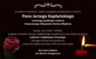 Kondolencje z powodu śmierci Jerzego Kapłańskiego