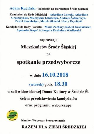 Zaproszenie na spotkanie przedwyborcze