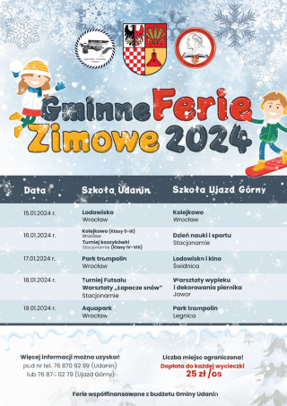 Ferie zimowe 2024 w gminie Udanin