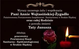Kondolencje dla Pani Anny Wojtasińskiej-Żygadło