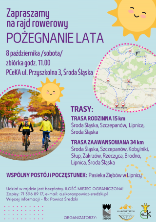 Zapraszamy na rowerowe pożegnanie lata