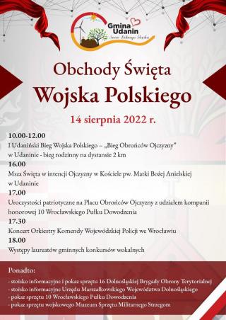 Gmina Udanin zaprasza na wspólne obchody Święta Wojska Polskiego