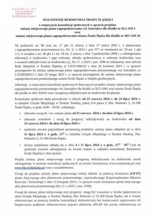 Ogłoszenie Burmistrza Środy Śląskiej