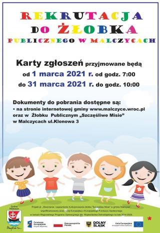 Rekrutacja do Żłobka Publicznego w Malczycach