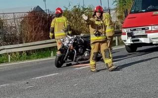 Wypadek w miejscowości Błonie. Poszkodowany motocyklista trafił do szpitala