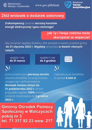 Dodatek osłonowy dla mieszkańców Gminy Malczyce