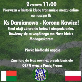 Wkrótce mecz KS Damianowo – Korona Kawice