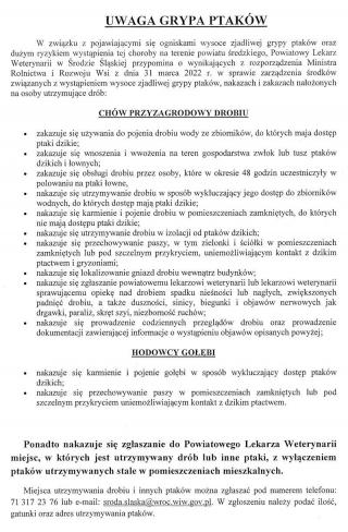 Uwaga! Zagrożenie ptasią grypą