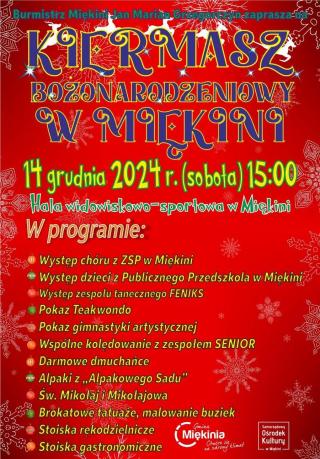 Serdecznie zapraszamy na Kiermasz Bożonarodzeniowy do Miękini!