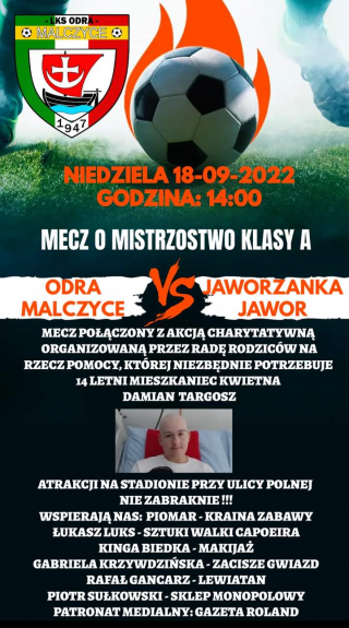 Mecz w Malczycach połączony z akcją charytatywną dla 14-letniego Damiana
