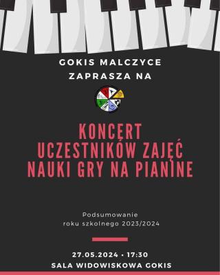 Zapraszamy na koncert uczestników zajęć w GOKiS Malczyce