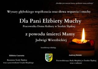 Kondolencje dla Pani Elżbiety Muchy