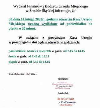 Kasa w średzkim UM otwarta dłużej