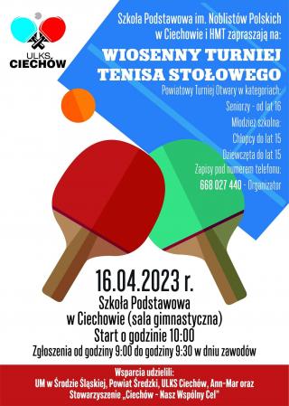 Wiosenny turniej tenisa stołowego w Ciechowie. Ruszyły zapisy!