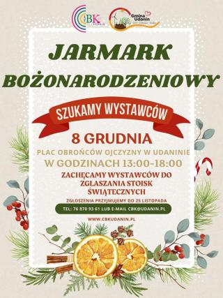 Zaproszenie dla wystawców na Jarmark Bożonarodzeniowy w Udaninie!