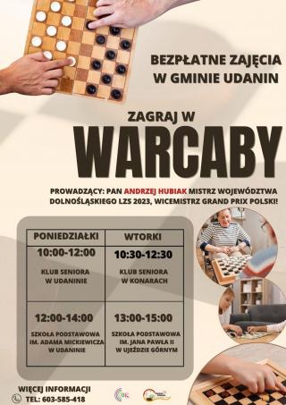 Zapraszamy mieszkańców Gminy Udanin na bezpłatne zajęcia z warcabów