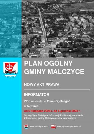 Ogłoszenie o przystąpieniu do sporządzenia planu ogólnego Gminy Malczyce