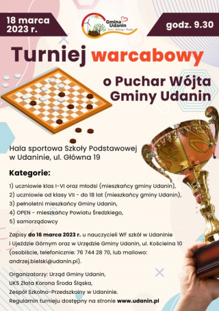 Turniej warcabowy o Puchar Wójta Gminy Udanin