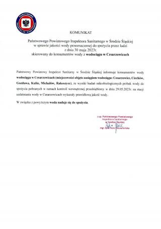 Komunikat Państwowego Powiatowego Inspektora Sanitarnego w Środzie Śląskiej