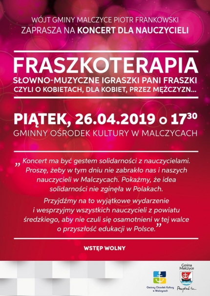 Fraszkoterapia - koncert dla nauczycieli w Malczycach