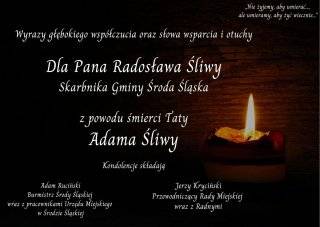 Kondolencje dla Pana Radosława Śliwy - Skarbnika Gminy Środa Śląska