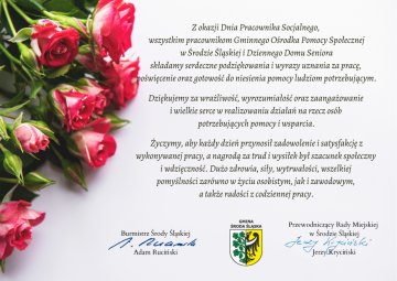 Życzenia z okazji Dnia Pracownika Socjalnego od władz Gminy Środa Śląska
