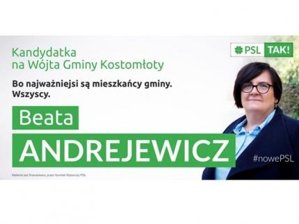 Beata Andrejewicz - kandydatka na wójta gminy Kostomłoty
