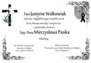 Kondolencje dla Pani Justyny Walkowiak