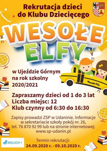 Rekrutacja do Klubu Dziecięcego "Wesołe Elfy" w Ujeździe Górnym