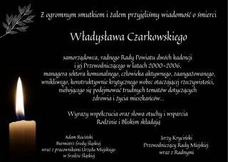 Kondolencje od Władz Miasta i Gminy dla Rodziny Władysława Czarkowskiego