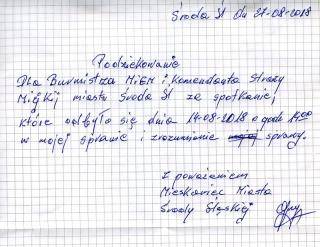 Mieszkaniec Środy Śląskiej dziękuje